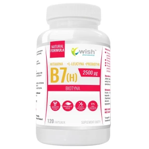 WISH Pharmaceutical Witamina B7 (H) 2500µg + Prebiotyk suplement diety 120 kapsułek