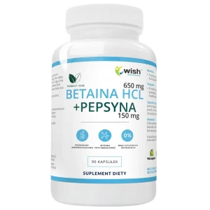 WISH Pharmaceutical Betaina HCL 650mg + Pepsyna 150mg suplement diety 90 kapsułek