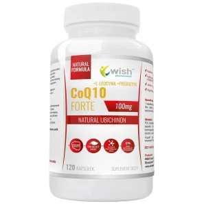 WISH Pharmaceutical Koenzym Q10 Forte 100mg + L-leucyna + Prebiotyk suplement diety 120 kapsułek