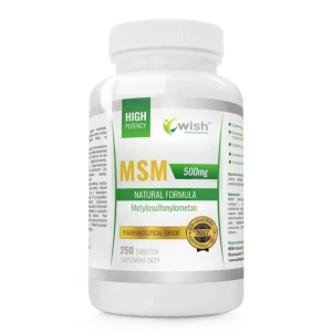 WISH Pharmaceutical Siarka Organiczna MSM 500mg Natural Formula suplement diety 250 tabletek