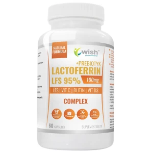 WISH Pharmaceutical Laktoferyna LFS 95% 100mg Complex + Prebiotyk suplement diety 60 kapsułek