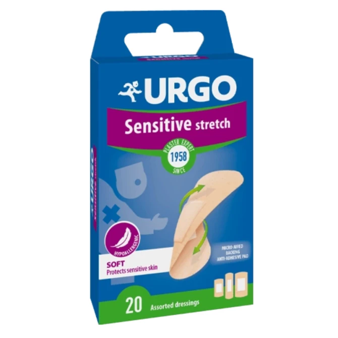 URGO Sensitive Stretch elastyczne plastry z opatrunkiem 20 szt.