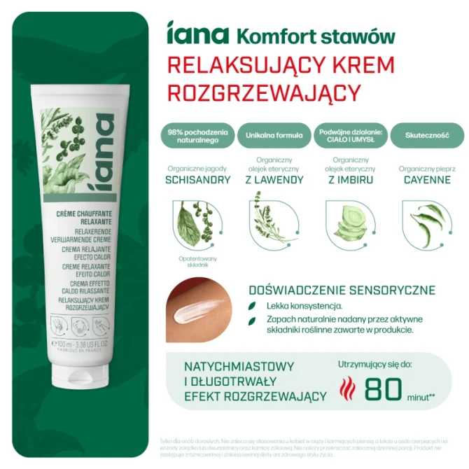 IANA Stawy Relaksujący krem rozgrzewający 100 ml