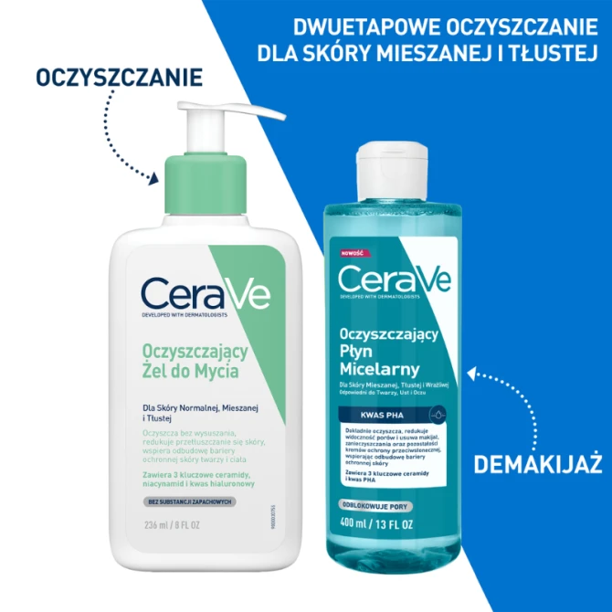 CERAVE Oczyszczający płyn micelarny dla skóry mieszanej i tłustej 400 ml
