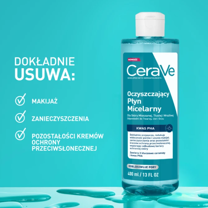 CERAVE Oczyszczający płyn micelarny dla skóry mieszanej i tłustej 400 ml