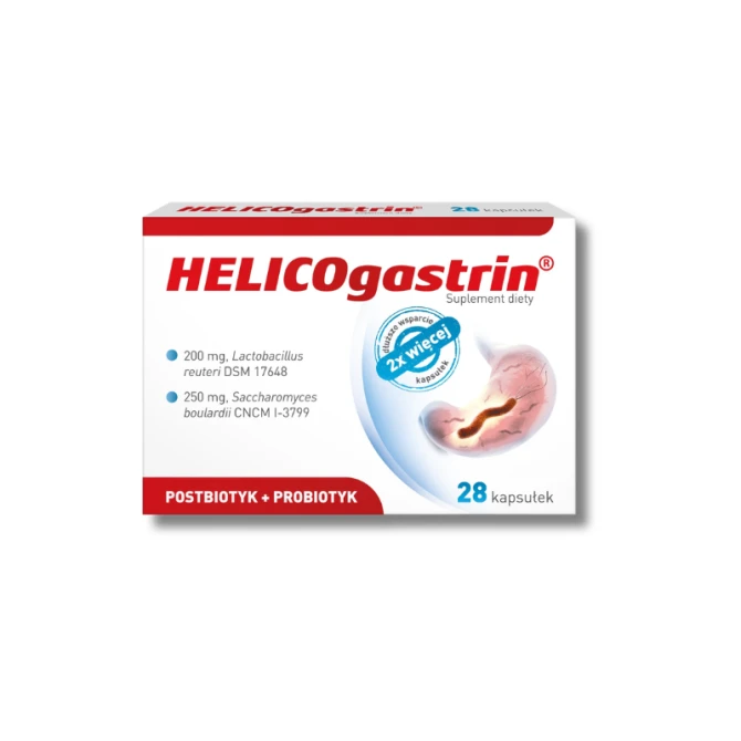 HELICOgastrin Suplement diety, postbiotyk + probiotyk 28 kapsułek