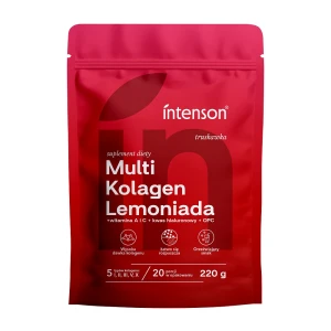 Intenson Multi Kolagen Lemoniada + witamina C + kwas hialuronowy + OPC suplement diety Truskawka 220g