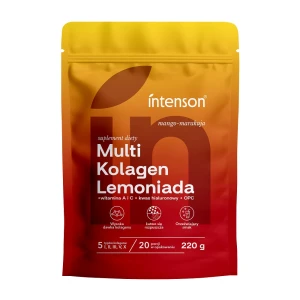 Intenson Multi Kolagen Lemoniada + witamina C + kwas hialuronowy + OPC suplement diety Mango-Marakuja 220g