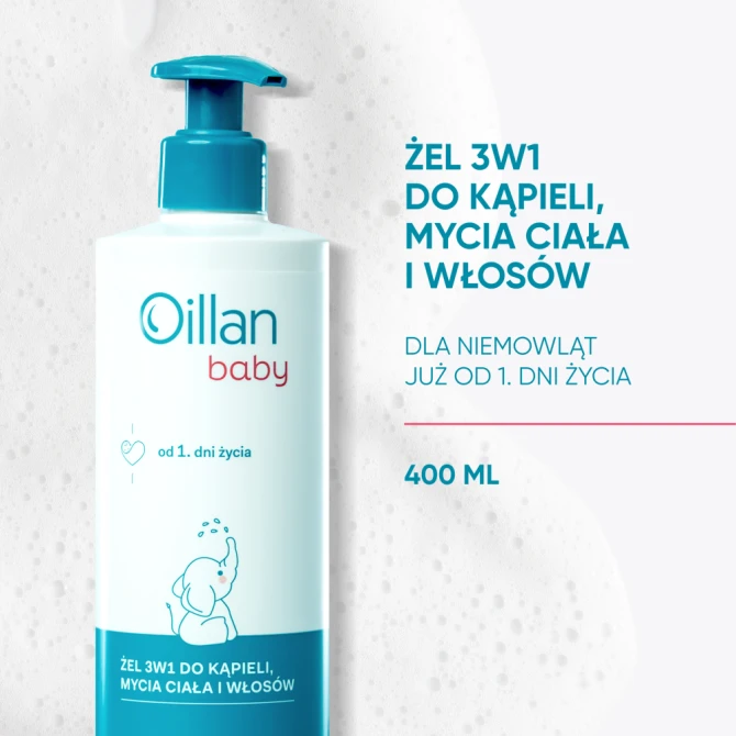 OILLAN Baby Żel 3w1 do kąpieli, mycia ciała i włosów - 400 ml