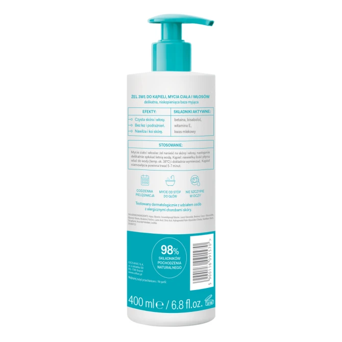 OILLAN Baby Żel 3w1 do kąpieli, mycia ciała i włosów - 400 ml