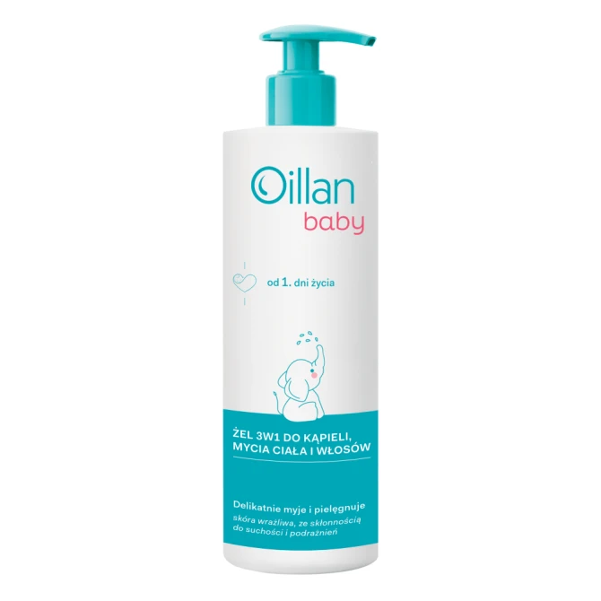 OILLAN Baby Żel 3w1 do kąpieli, mycia ciała i włosów - 400 ml