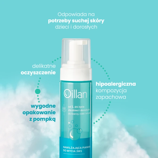 OILLAN Nawilżająca pianka do mycia 3w1 - 200 ml