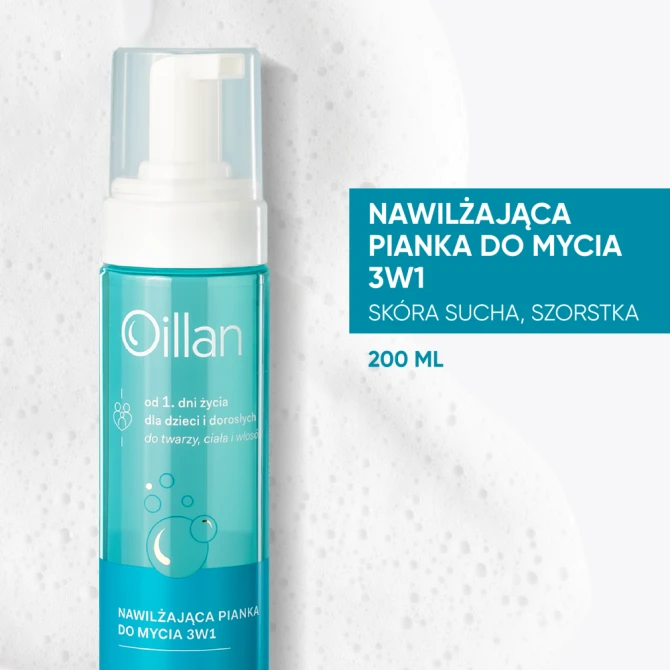 OILLAN Nawilżająca pianka do mycia 3w1 - 200 ml