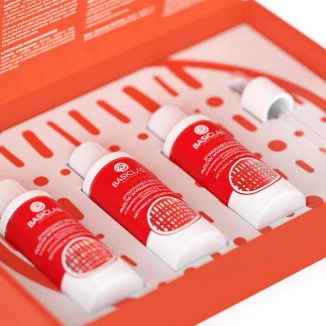 BASICLAB Dermocosmetics Trichologis Zestaw 3x stymulujące serum przeciw wypadaniu włosów, 5% kompleksu peptydów egzosomowych, 1% adenozyny, biotynylowany peptyd, kopexil, aktywacja i wzmocnienie 3x30 ml