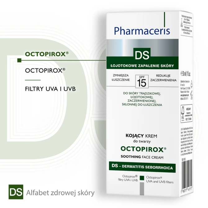 PHARMACERIS DS OCTOPIROX Kojący Krem Do Twarzy SPF15 - 30 ml