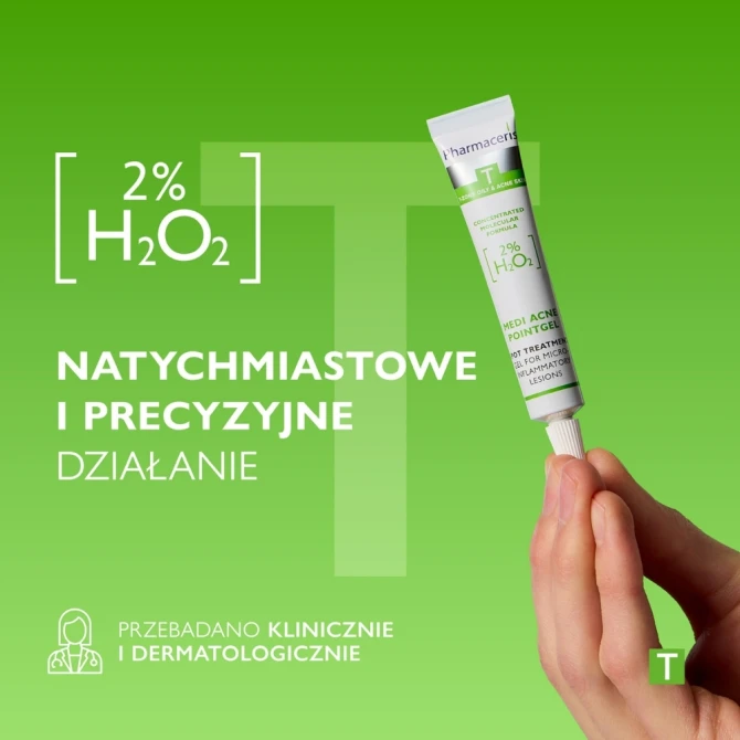 PHARMACERIS T MEDI ACNE-POINTGEL Żel Punktowy, 2% H₂0₂ Na Miejscowe Zmiany Mikrozapalne - 10 ml