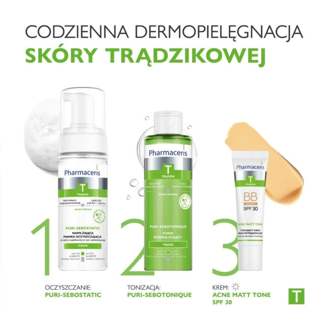 PHARMCAERIS T ACNE MATT TONE Tonujący krem przeciwtrądzikowy BB 01 light SPF30 30 ml