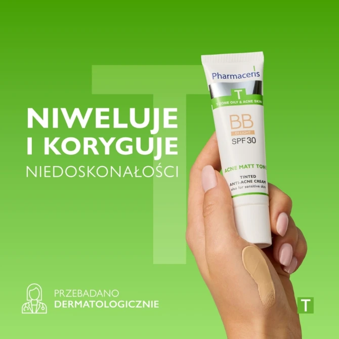 PHARMCAERIS T ACNE MATT TONE Tonujący krem przeciwtrądzikowy BB 01 light SPF30 30 ml