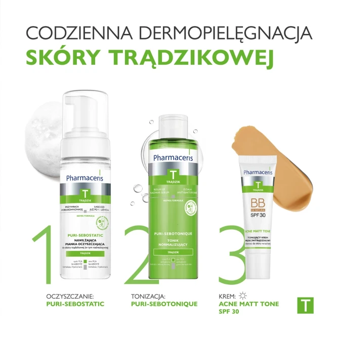 PHARMCAERIS T ACNE MATT TONE Tonujący krem przeciwtrądzikowy BB 02 Natural SPF30 - 30ml