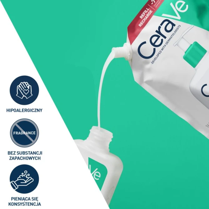CERAVE Oczyszczający Żel Do Mycia -Skóra Normalna, Mieszana- REFILL 473ml