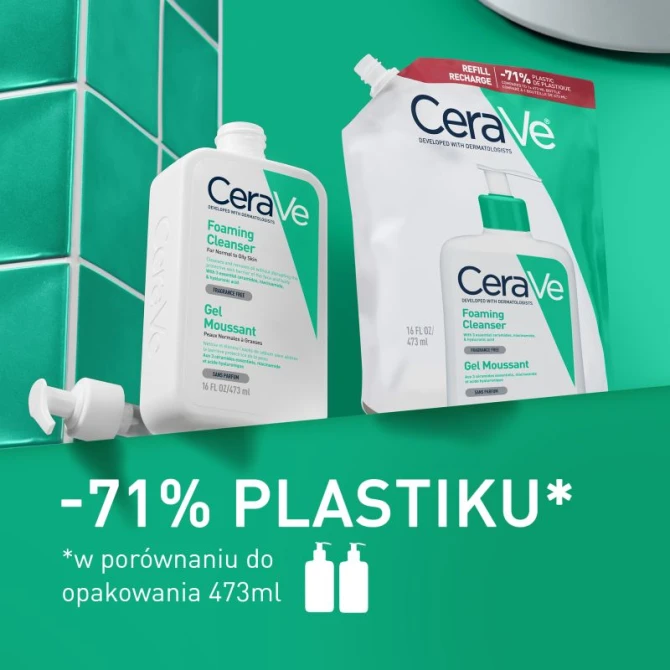 CERAVE Oczyszczający Żel Do Mycia -Skóra Normalna, Mieszana- REFILL 473ml