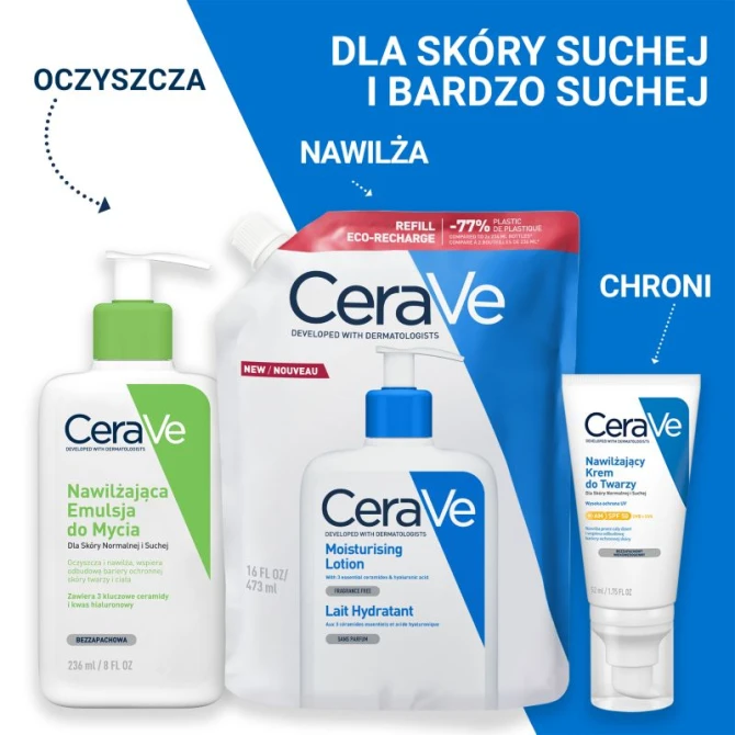 CERAVE Nawilżająca Emulsja Do Twarzy I Ciała -Skóra Sucha- REFILL 473ml