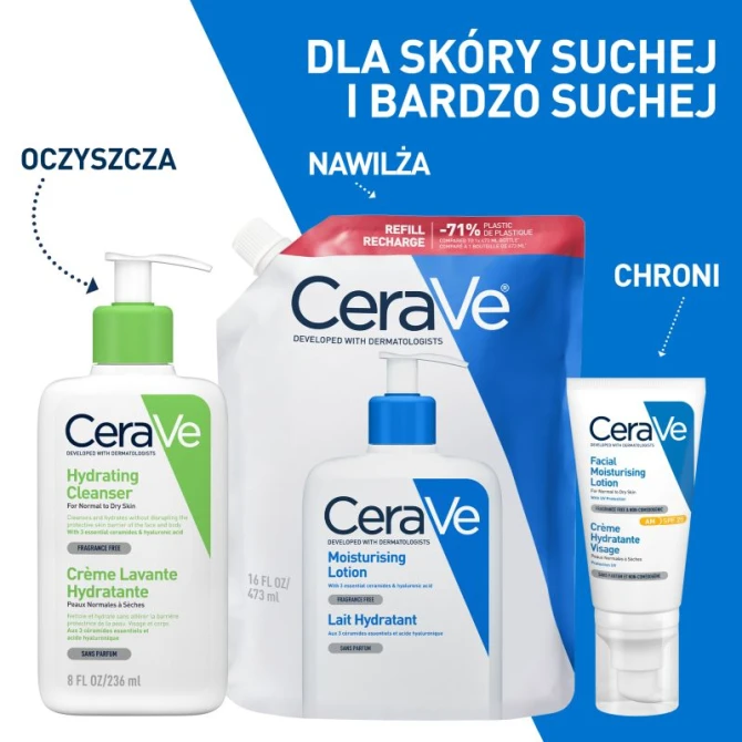 CERAVE Nawilżająca Emulsja Do Twarzy I Ciała -Skóra Sucha- REFILL 473ml
