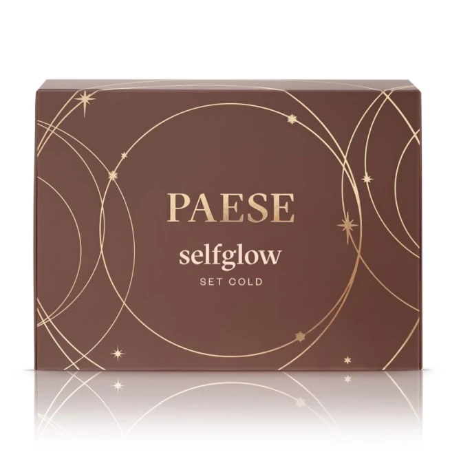 PAESE Zestaw Świąteczny SELFGLOW SET COLD Kremowy bronzer z matowym efektem 02 Velvet Sand 8g + Kremowy róż z matowym efektem 03 Rose Veil 8g + Gąbka do makijażu 1 szt.