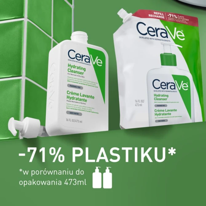 CERAVE Nawilżająca Emulsja Do Mycia Z Ceramidami Skóra Sucha REFILL - 473ml