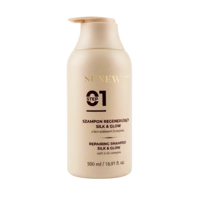 SUNWEMED+ Silk & Glow Regenerujący szampon do włosów z kompleksem 5 olejków 500 ml