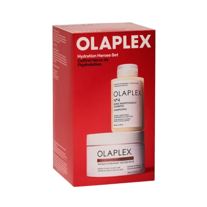 OLAPLEX Hydration Heroes Set No.4 Hydrating Shampoo 100 ml + Rich Hydration Mask 200 ml, Zestaw do włosów potrzebujących nawilżenia