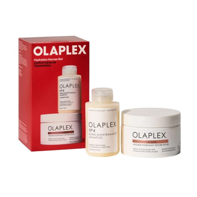 OLAPLEX Hydration Heroes Set No.4 Hydrating Shampoo 100 ml + Rich Hydration Mask 200 ml, Zestaw do włosów potrzebujących nawilżenia