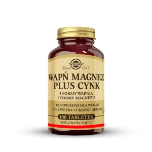 SOLGAR Wapń Magnez Cynk, Wsparcie kości, mięśni, układu nerwowego 100 tabletek