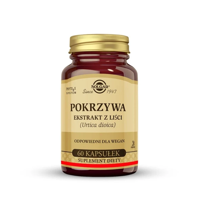 SOLGAR Pokrzywa, Dla wsparcia krążenia krwi, pracy nerek 60 kapsułek
