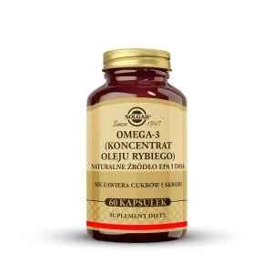 SOLGAR Omega 3 Naturalne źródło EPA i DHA, Wsparcie prawidłowej pracy serca, układu krążenia, mózgu, układu nerwowego 60 kapsułek