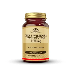 SOLGAR Olej z Wiesiołka Dwuletniego 1300 mg, Wspiera utrzymanie prawidłowego poziomu cholesterolu 30 kapsułek