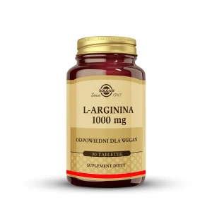 SOLGAR L-arginina 1000 mg, Wspiera układ krążenia oraz prawidłowe funkcjonowanie mięśni 90 tabletek
