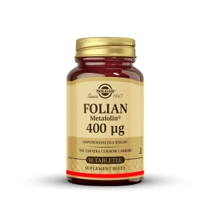 SOLGAR Folian 400 µg, Dla przyszłych mam i wsparcia produkcji krwi 50 tabletek