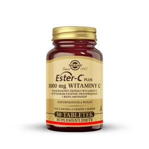 SOLGAR Ester C-Plus 1000 mg Witaminy C, Wsparcie odporności 30 tabletek