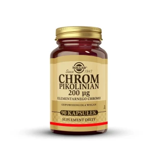 SOLGAR Chrom Pikolinian 200 μg, Dla utrzymania prawidłowej glikemii 90 kapsułek