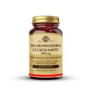 SOLGAR Chlorowodorek glukozaminy 1000 mg, Wsparcie funkcjonowania stawów 60 tabletek