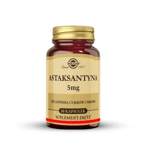 SOLGAR Astaksantyna 5 mg, Naturalny antyoksydant, Wsparcie zdrowej skóry 30 kapsułek