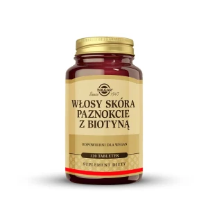 SOLGAR Włosy, Skóra, Paznokcie + Biotyna 120 tabletek