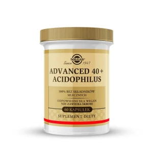 SOLGAR Advanced 40+ Acidophilus Formuła probiotyczna, Uzupełnienie naturalnego mikrobiomu układu pokarmowego 60 kapsułek