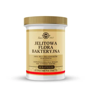 SOLGAR Jelitowa Flora Bakteryjna, Formuła probiotyczna, Uzupełnienie naturalnej flory jelitowej układu pokarmowego 60 kapsułek