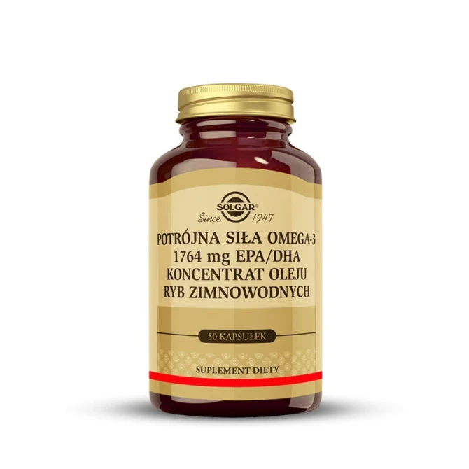 SOLGAR OMEGA 3 Potrójna Siła 1764 mg EPA/DHA dla ogólnego stanu zdrowia i serca 50 kapsułek