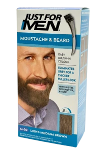 JUST FOR MEN Żel Koloryzujący Do Wąsów i Brody - Średni Jasny Brąz  (M-30)