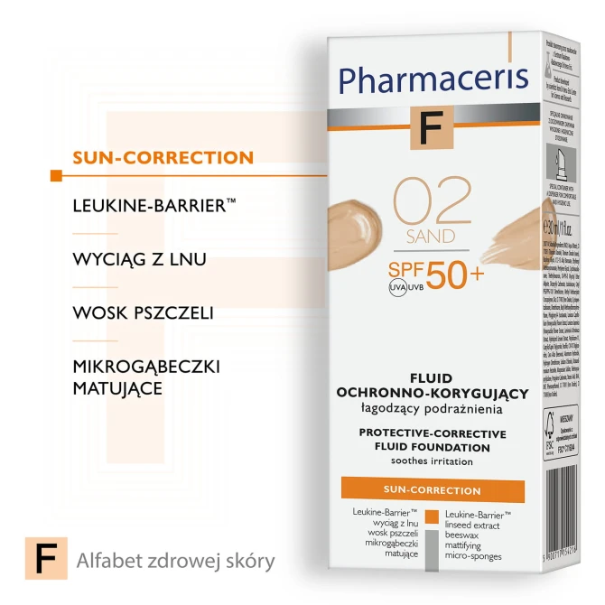 Pharmaceris F SUN-CORRECTION Fluid Ochronno-Korygujący 02 SAND SPF 50+ - 30ml