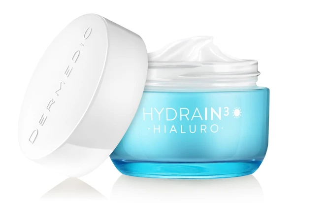 DERMEDIC HYDRAIN 3 HIALURO krem dogłębnie nawilżający 50 ml, słoik otwarty z nakrętką.jpg