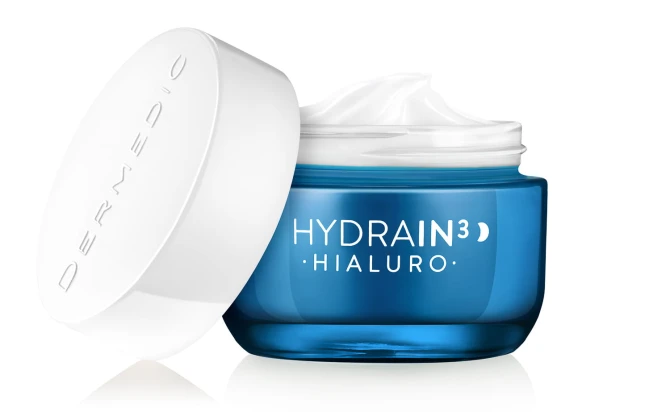DERMEDIC HYDRAIN3 HIALURO krem na noc 50 ml, słoik otwarty z nakrętką.jpg